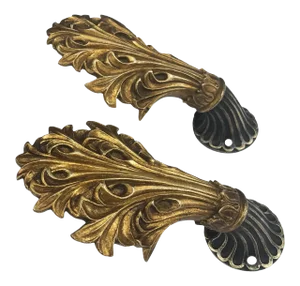 Late 19th Century Cast Brass Curtain Tiebacks/Hooks - a Pair