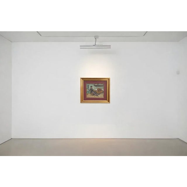 Evocative oil painting on a rigid support signed by the painter A. Pontiglione. The work is a refined interpretation of...