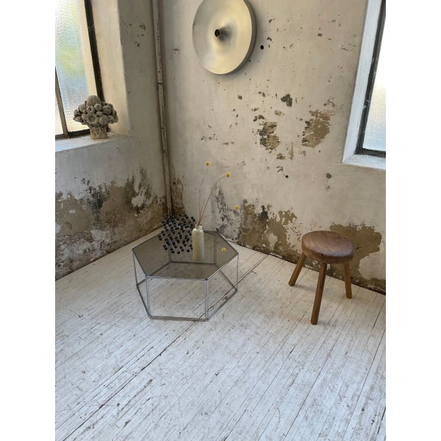 Glass and Hexagonal Chrome Coffee Table For Sale - Image 4 of 18