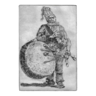 1970s Musician Etching by Carlos Antonio Llerena For Sale