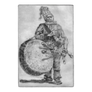 1970s Musician Etching by Carlos Antonio Llerena