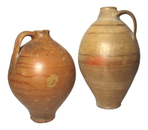 Vintage Terracotta Clay Handled Oil Jars - a Pair