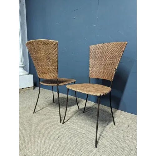 Set of Woven Rattan Chairs For Sale - Image 6 of 9
