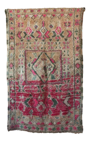 Pink Moroccan Vintage Boujad Rug - 4'8" X 7'10" Ft