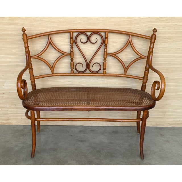 20th Century Bentwood Sofa in the Thonet Style, circa 1925, Caned Seat For Sale - Image 17 of 18