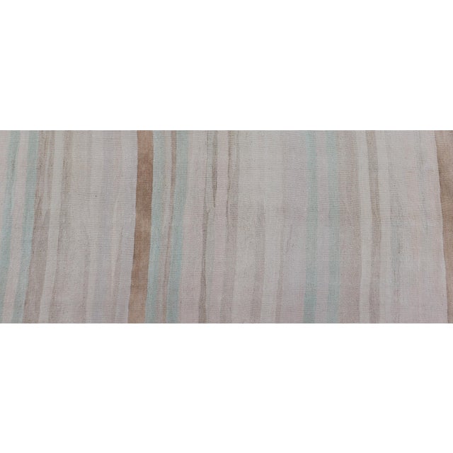 Striped Turkish Vintage Kilim Runner in Soft Pastel and Neutral Tones For Sale - Image 12 of 13