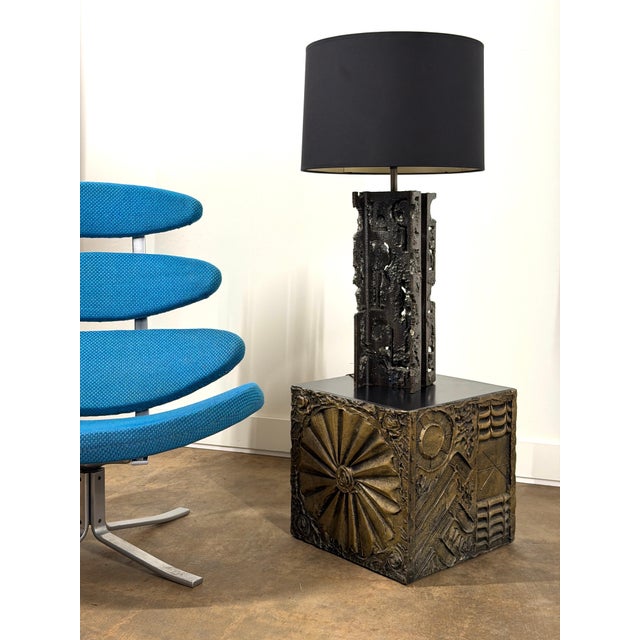 A striking and architectural brutalist cube-form side table designed by Adrian Pearsall for Craft Associates, circa 1970s....