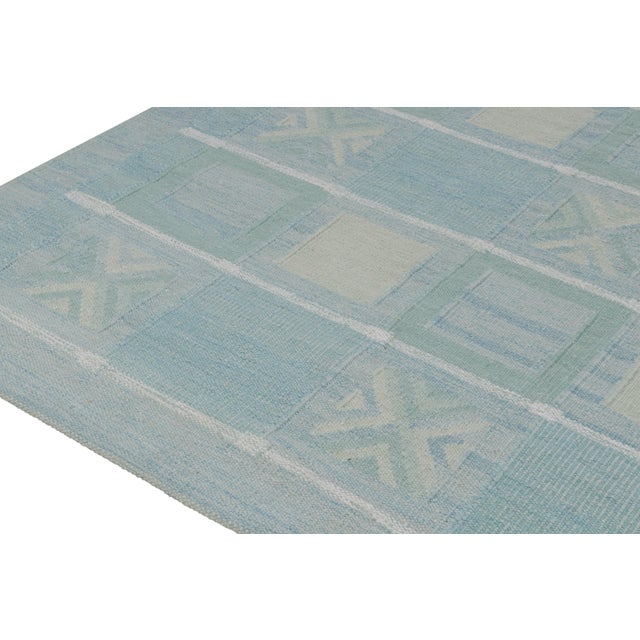Not Yet Made - Made To Order Rug & Kilim’s Scandinavian Style Kilim in Seafoam, Teal & Gray Geometric Pattern - 9x12 For Sale - Image 5 of 7