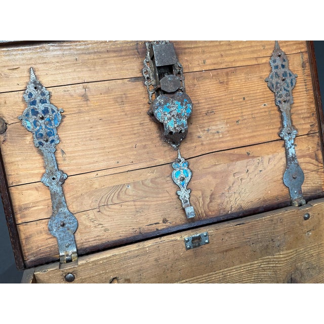 Continental Strong Box of Iron-Bound Walnut From the Renaissance For Sale - Image 12 of 14