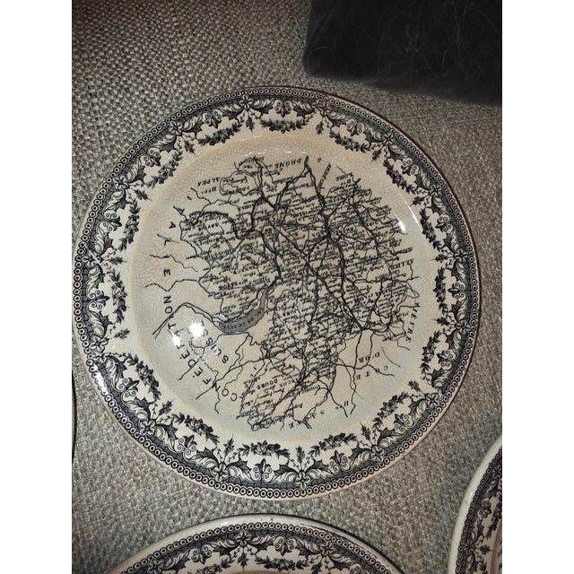 Sarreguemines French Faience Map Plates For Sale - Image 9 of 13