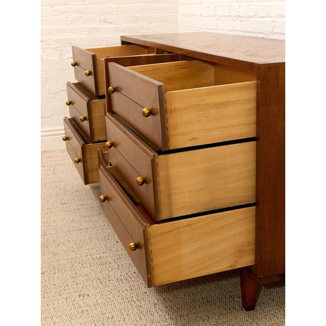 Mid Century Dresser With Gold Pulls For Sale - Image 10 of 12