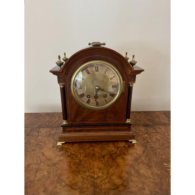 Wonderful quality antique 19th century bracket clock, having a quality 19th century bracket clock, with an arched shaped...