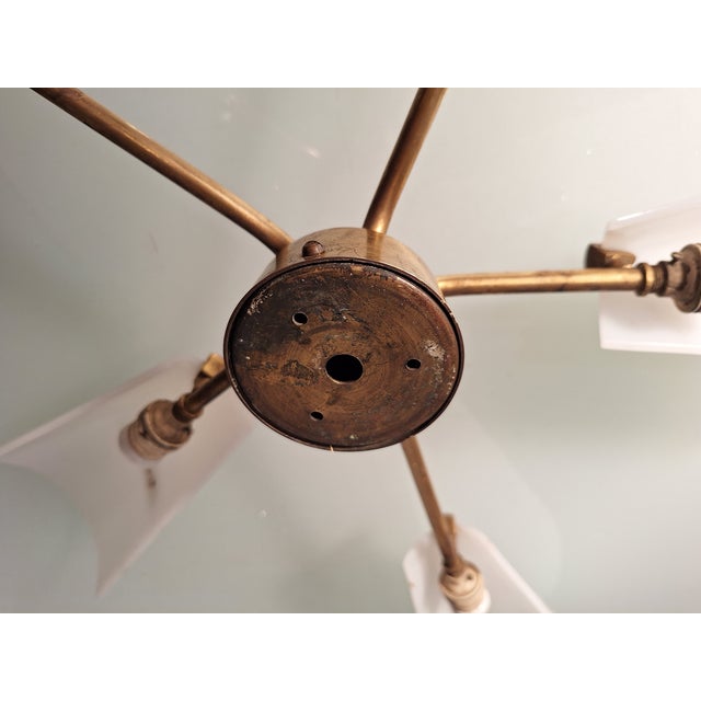 Star-Shaped Wall Lamp in Brass and Acrylic Glass Lumen from Lumen Milano, 1950s For Sale - Image 4 of 10