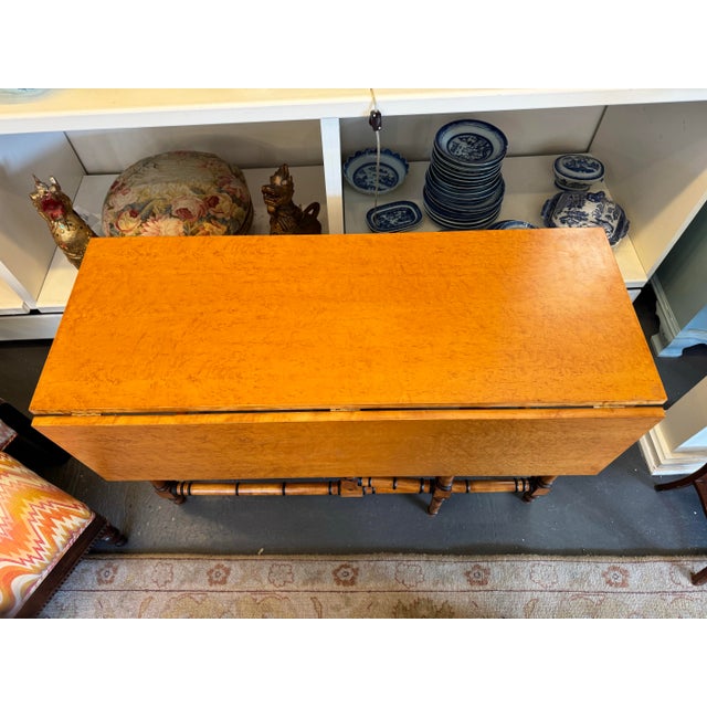 Vintage Birds Eye Maple Drop Leaf Table For Sale - Image 9 of 11