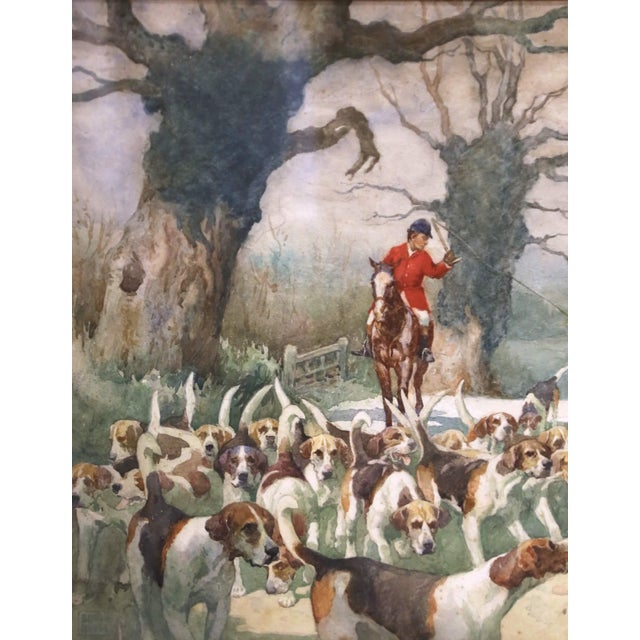 Early 20th Century English Fox Hunting Watercolor by Edwin Noble in Gilt Frame For Sale - Image 9 of 13