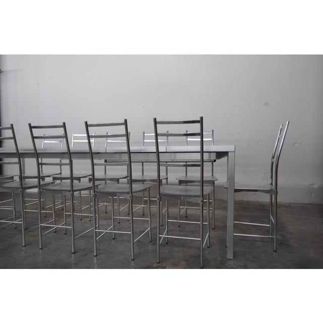 Bagutta Table and Chairs in Aluminum by Opera Design for Ycami, 1980s, Set of 13 For Sale - Image 11 of 14