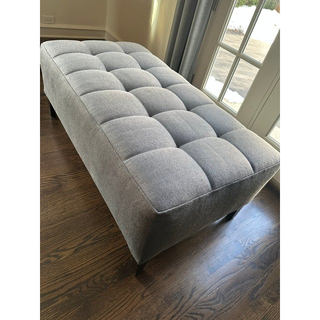 21st Century Transitional Tufted Gray Upholstered Ottoman — Designer Showroom Chicago For Sale - Image 10 of 12