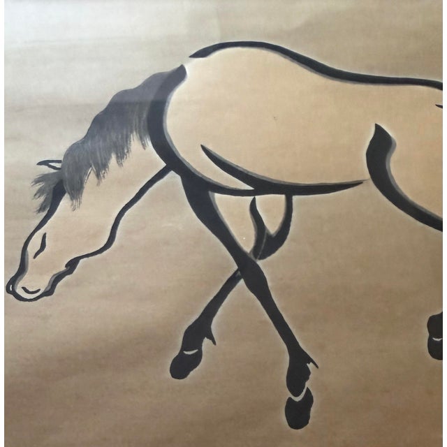 Mid-Century Modern Mid Century Modern Japanese Woodblock Print of a Horse as Signed by the Artist Artist, Yoshijiro "Mokuchu" Urushibara (1888–1953) For Sale - Image 3 of 4