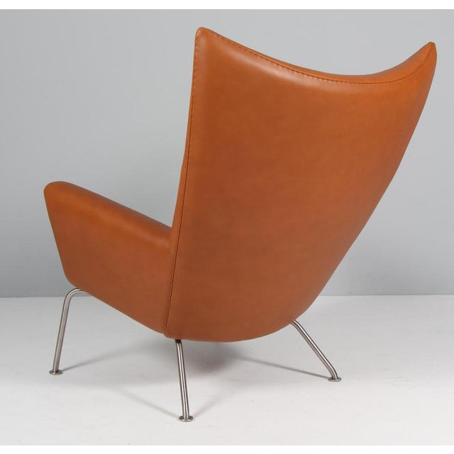 Set of Model CH445 Wing Chair and Ottoman in Full Grain Leather by Hans J. Wegner, 2000s, Set of 2 For Sale - Image 10 of 12