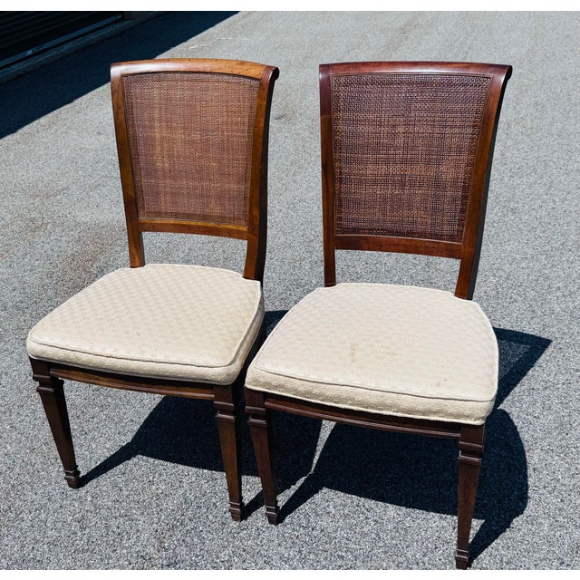 Vintage 1960s Drexel Heritage Mahogany Oval Dining Table & 4 Cane Back Chairs For Sale - Image 11 of 13