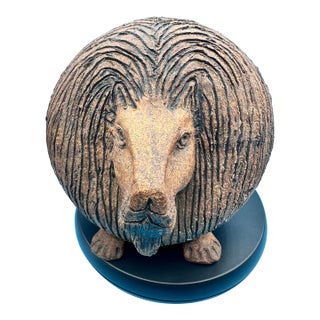 Rare Signed Raul Coronel Ceramic Lion Sculpture Monumental Mid-Century 1960s For Sale