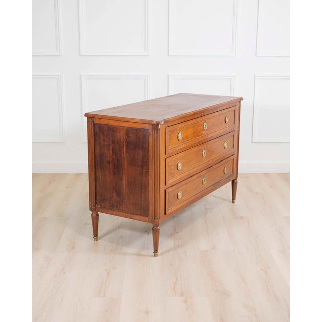 Wood Louis XVI Style Chest Of Drawers In Walnut Circa 1880 For Sale - Image 7 of 8