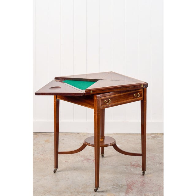 1910s 1910s Edwardian Mahogany Envelope Card Table For Sale - Image 5 of 18