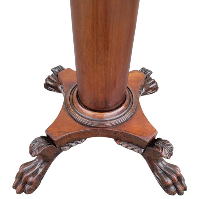 19th Century Mahogany Empire Drop Leaf End Table Hand Carved For Sale - Image 11 of 14