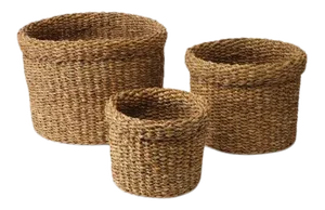 Seagrass Round Baskets With Cuff Edge