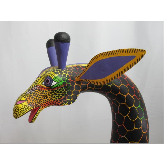Oaxacan Alebrije Hand Carved Giraffe Mexico Wood Folk Art Large Animal Figurine For Sale - Image 15 of 17