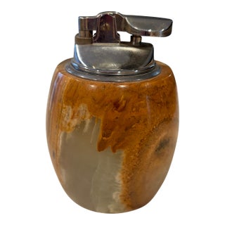 Vintage 1970s Italian Onyx Table Lighter For Sale
