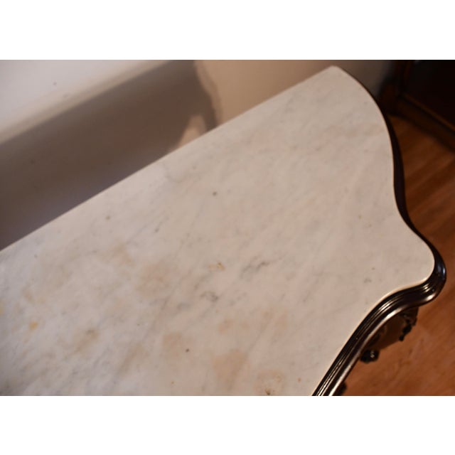 Late 19th Century 1880s Antique French Louis XV Hand Carved Walnut & Marble Top Console Sofa Table For Sale - Image 5 of 18