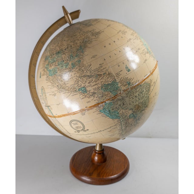 Mid-Century Decorative Cram's Imperial World Globe on Oak Base For Sale - Image 9 of 13