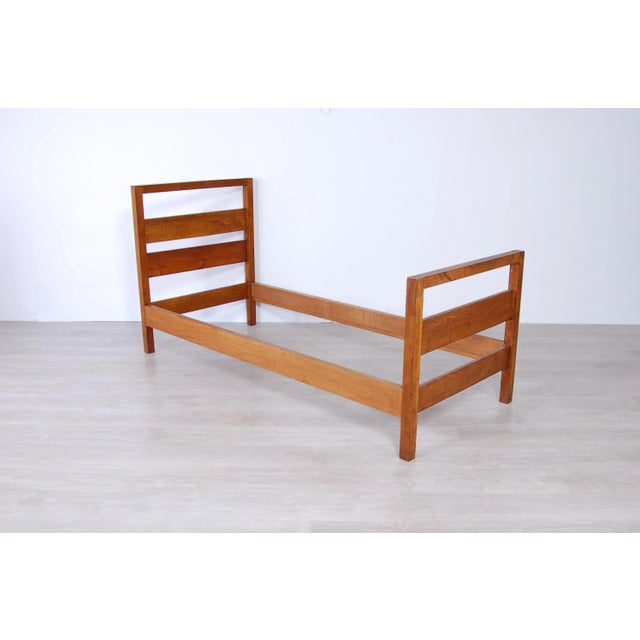 1930s Rationalist Single Bed in Wood, 1930s For Sale - Image 5 of 10