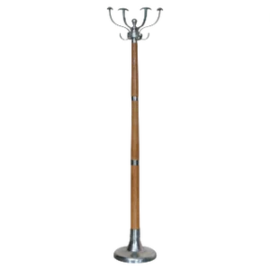 Brown Leather Heavy Chrome Frame Hand Stitched Coat & Hat Stand or Rack