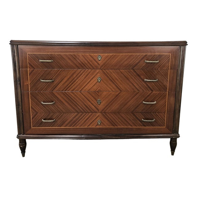 Vintage Chest of Drawers in Rosewood and Maple, 1980 For Sale
