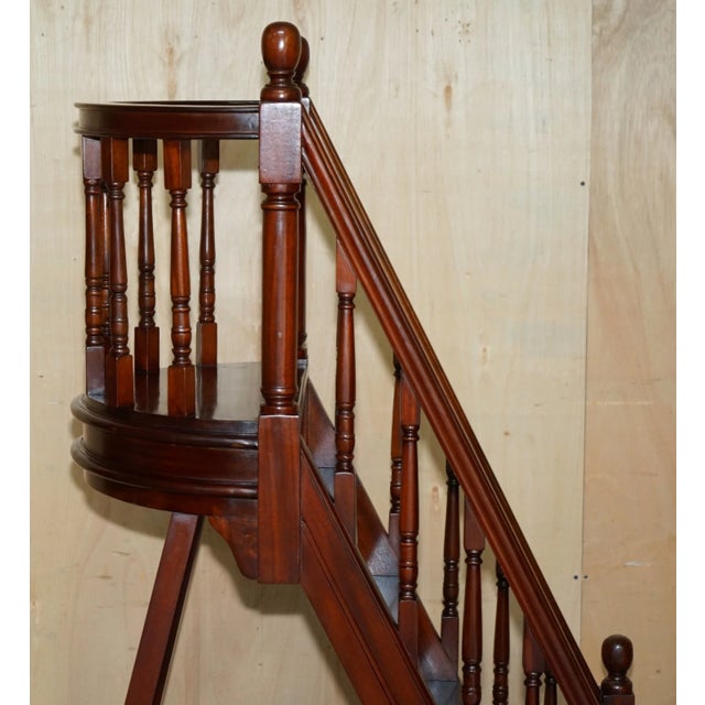 Tall Antique Georgian Style Mahogany Library Steps With Gallery Rail - 5'7" For Sale - Image 10 of 18