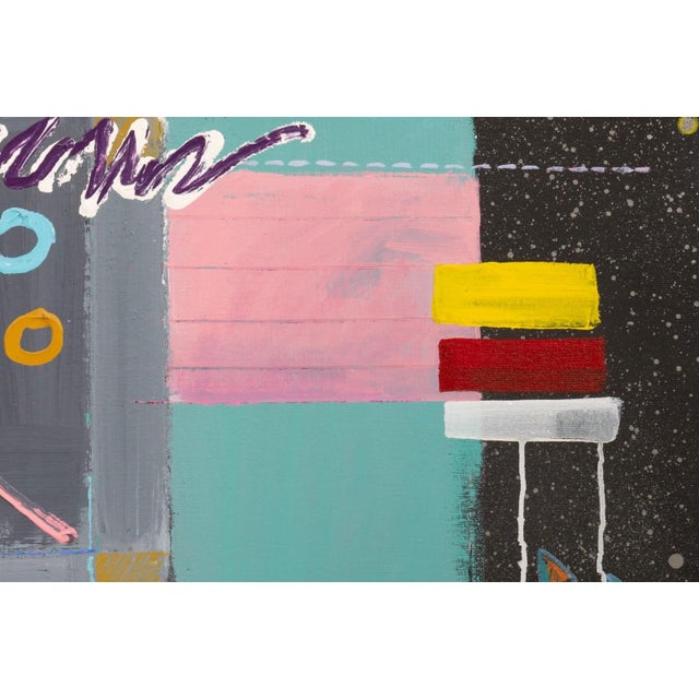 1980s Karen Egren – Untitled 1983 Signed Acrylic on Canvas Memphis Postmodern Painting For Sale - Image 5 of 8