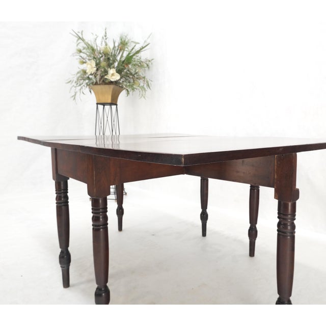 Amber Solid Walnut Board Antique Drop Leaf Dining Center Console Table Clean! For Sale - Image 8 of 17