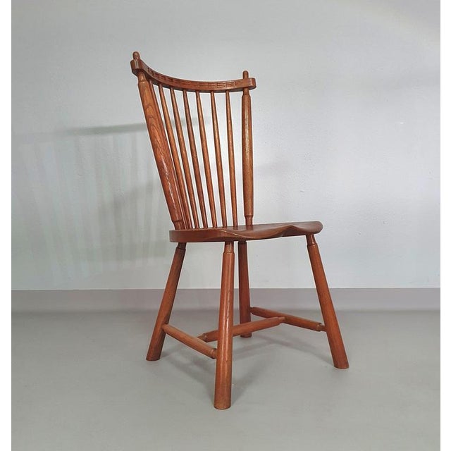 Spindle Back Dining Chairs in Oak from De Ster Geldermalsen with Carved Backrests, 1960s, Set of 6 For Sale - Image 15 of 18