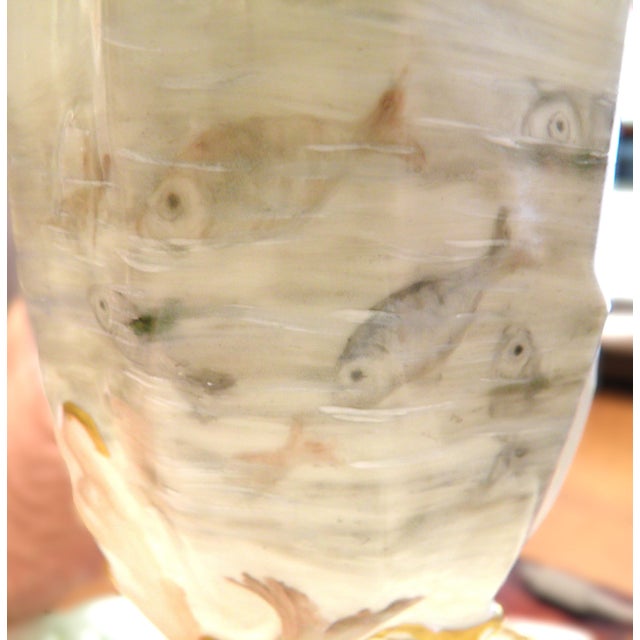 Limoges a Superb & Rare Rocaille-Style Seashell Sauceboat W/ Waves & Fish 1891-1890 For Sale In Wichita - Image 6 of 10