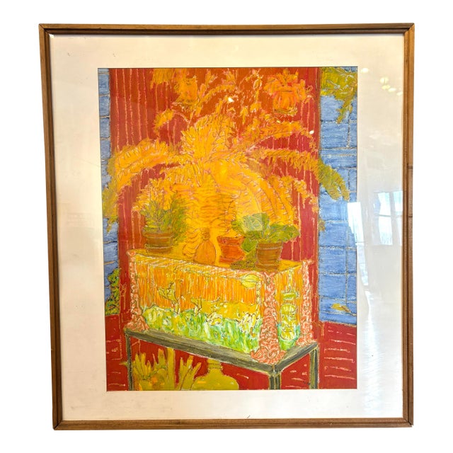 1980s Molly Schiff Fish Bowl Oil Painting Framed Rare Collection For Sale