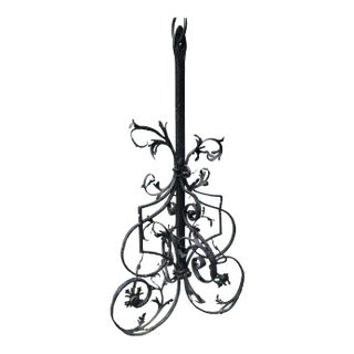 French Hand Forged Wrought Iron Cremaillere Kitchen Tool Holder For Sale