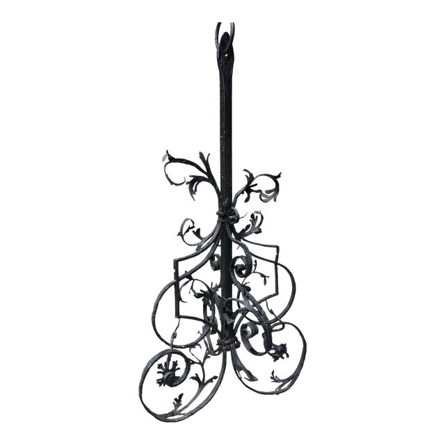 French Hand Forged Wrought Iron Cremaillere Kitchen Tool Holder For Sale
