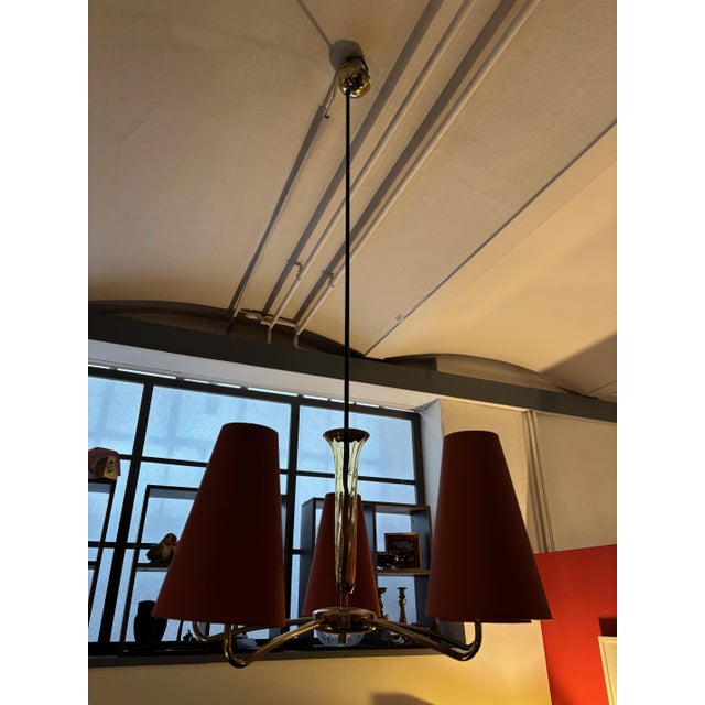 Mid-Century Modern Mid-Century Modern Chandelier in Brass, 1960s For Sale - Image 3 of 12