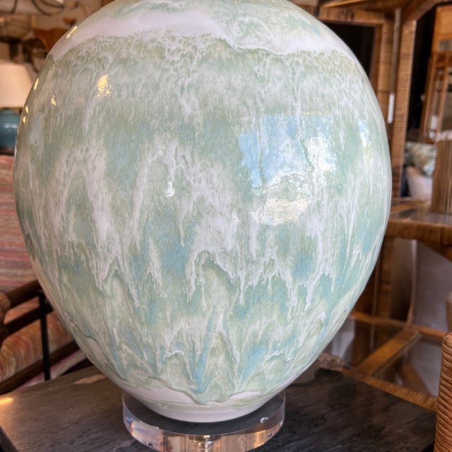 Celadon Paul Schneider Celadon Drip Lamp For Sale - Image 8 of 11