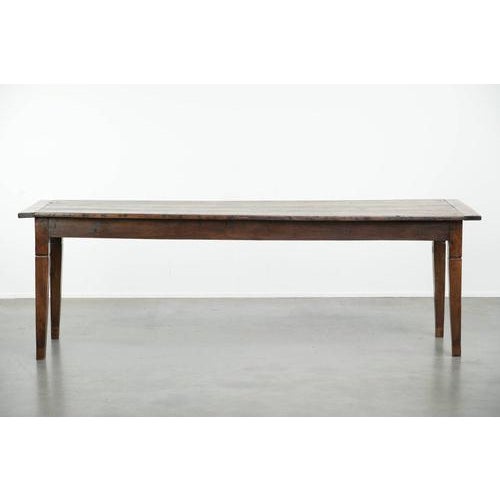 Antique Oak Dining Table with Walnut Top and Drawer For Sale - Image 4 of 14