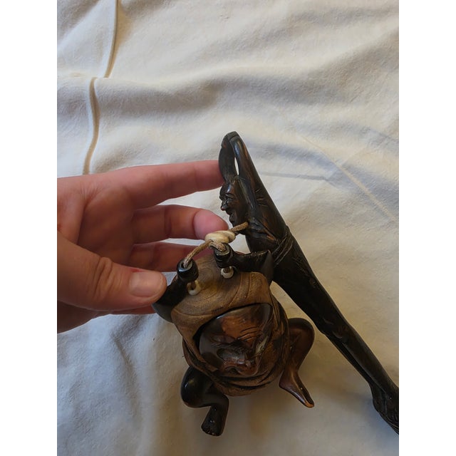 Mid 20th Century Vintage Hand-Carved Wooden Figurine – Tribal / Japanese-Inspired Folk Art Sculpture For Sale - Image 5 of 18