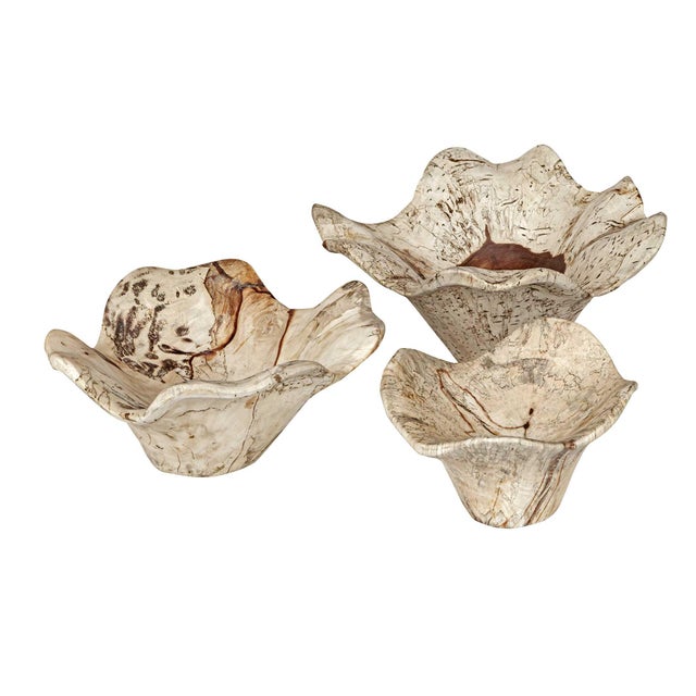 This Set Of Three Wood Wall Art Features Naturally Spalted Tamarind Wood In A Light Bleached Finish. Because Each Is...