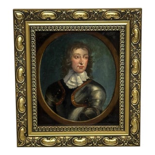 Historic British Painting Portrait of General John Lambert in Armour — Victorian Revival After Robert Walker C1840 For Sale